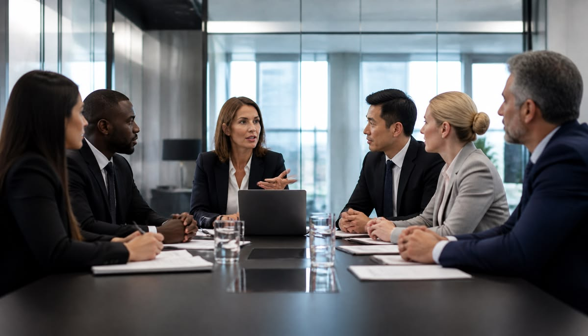 Business leaders meeting around a conference table